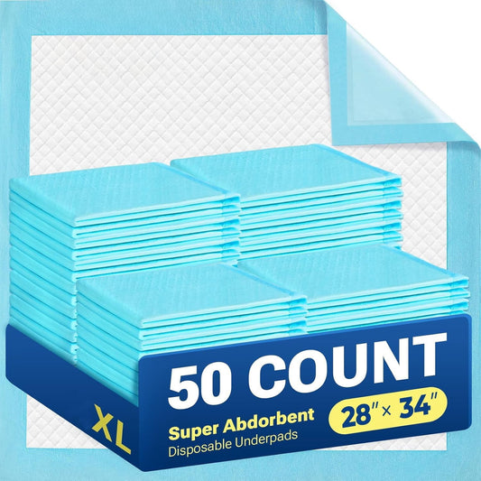 Disposable Absorbent Dog Pee Pads, 50 Count Extra Large Puppy Training Pads, Leak-Proof & Quick Dry