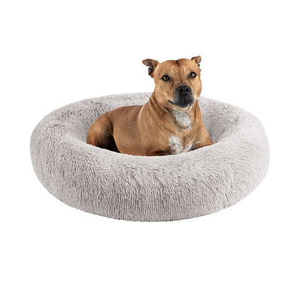 Donut Dog Bed Faux Fur Fluffy Calming Sofa For Small Dogs, Soft Plush Anti Anxiety Pet Couch For Dogs, Machine Washable Pet Bed with Non-Slip Bottom