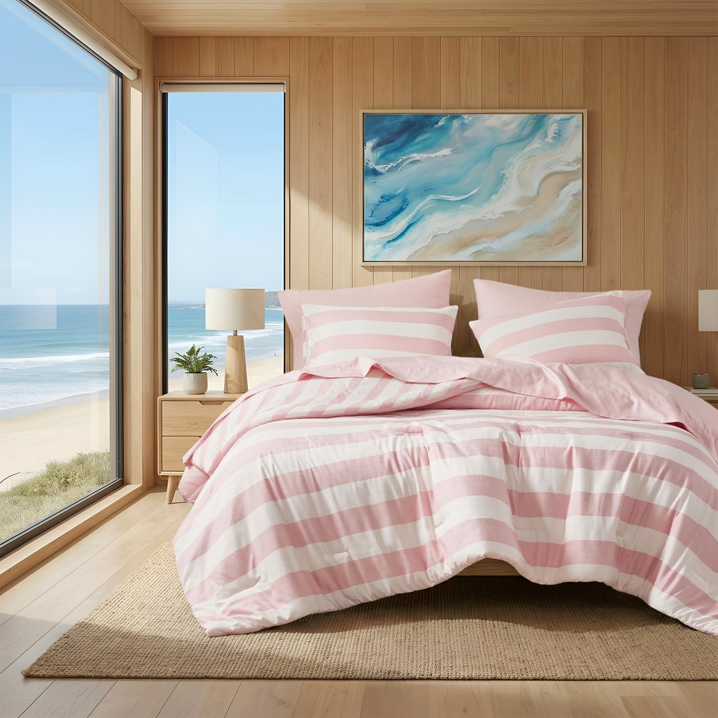 Textured Stripe Print Comforter Mini Set