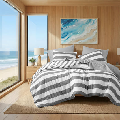 Textured Stripe Print Comforter Mini Set