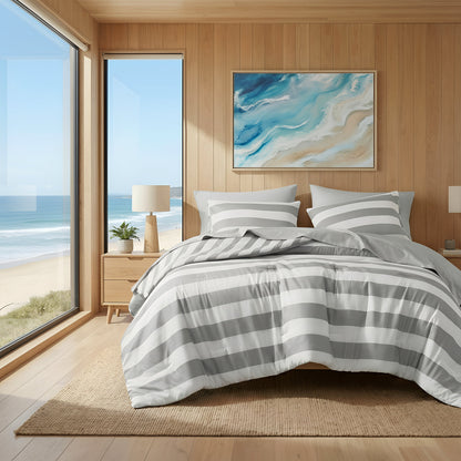 Textured Stripe Print Comforter Mini Set