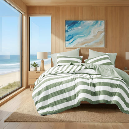Textured Stripe Print Comforter Mini Set