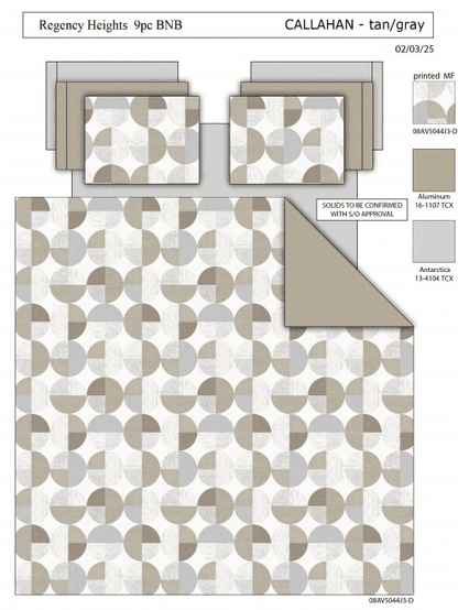 9-Piece Round Geometric Print Comforter Set, Bed-in-a-Bag Bedding Set