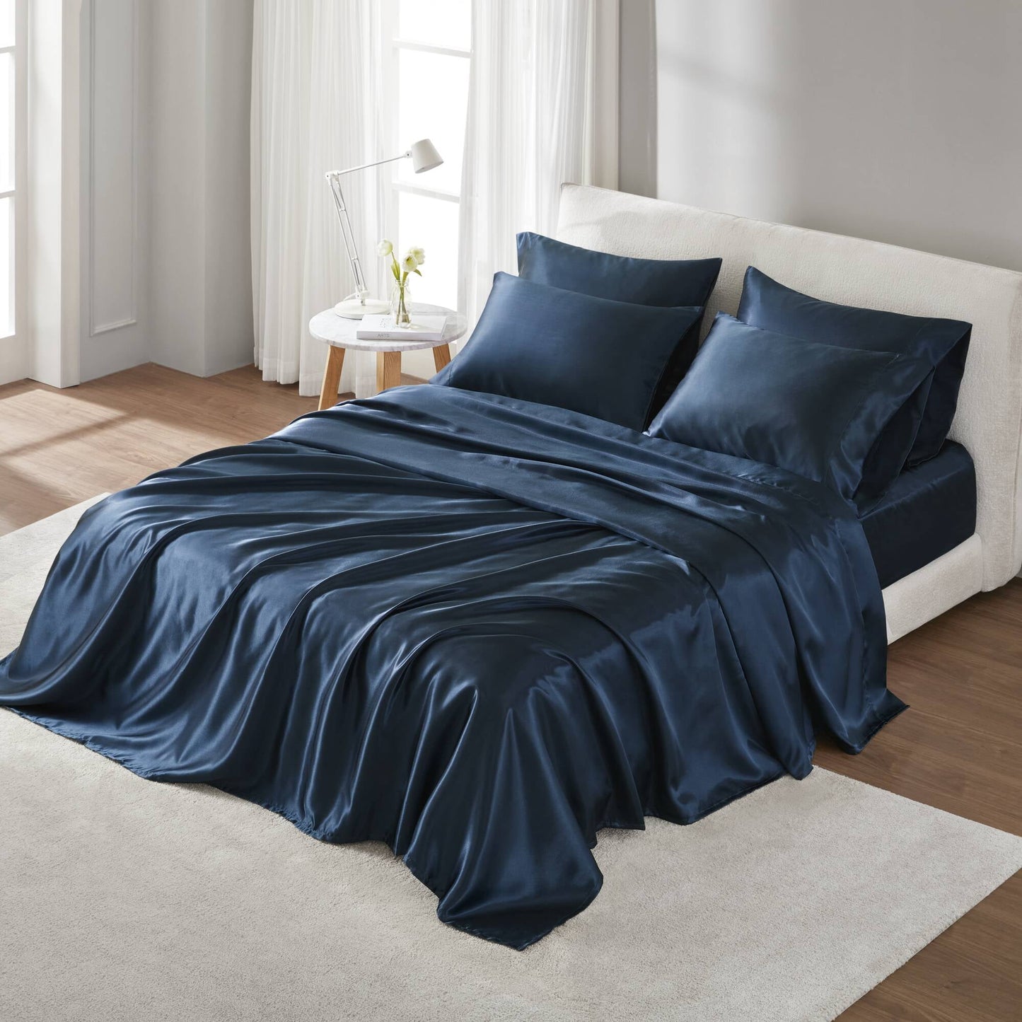Satin Sheet Set, Silky Sheen and Cloud-Soft Feel Lightweight Bed Sheet