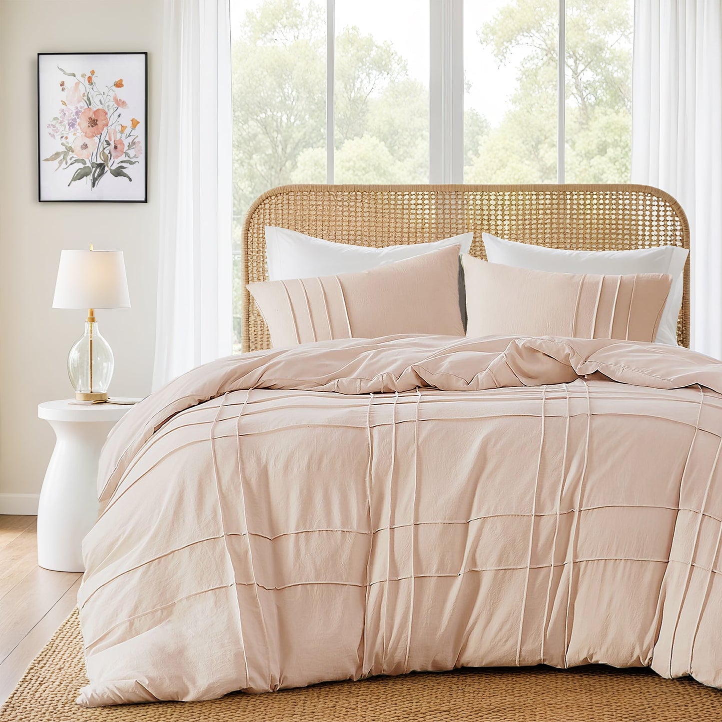 Soft Washed Pleated Duvet Cover Set