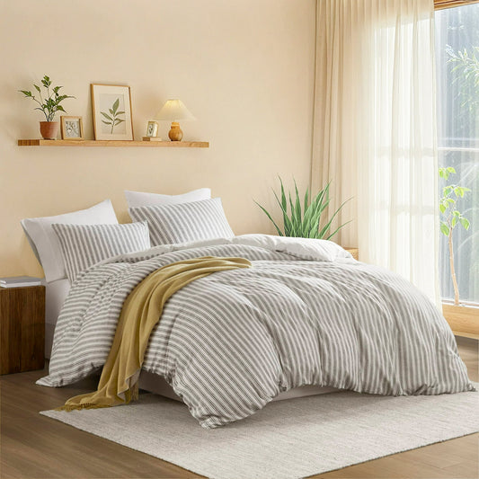 Duvet Cover Set, Striped Duvet Cover, Bedding Set with Pillow Shams