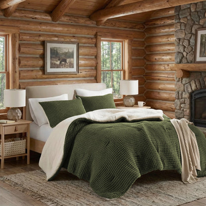 Waffle-Knit Chenille Comforter Set
