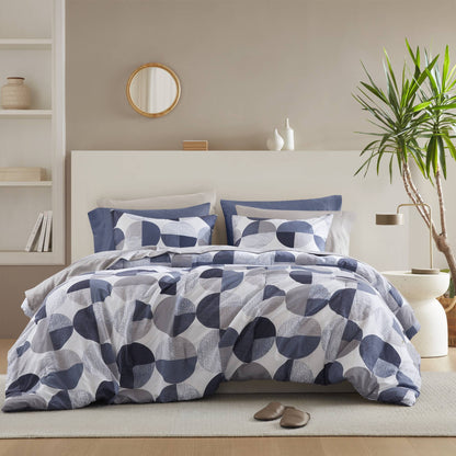 Round Geometric Print Comforter Set, Bed-in-a-Bag Bedding Set