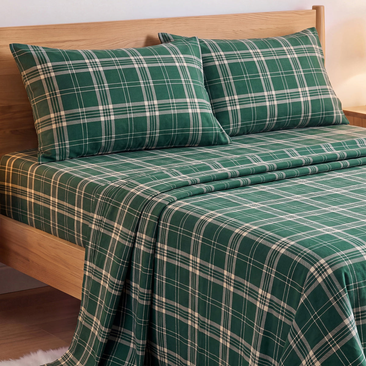 Cotton Flannel Sheet Set, 100% Cotton Bed Sheets Set with Deep Pocket