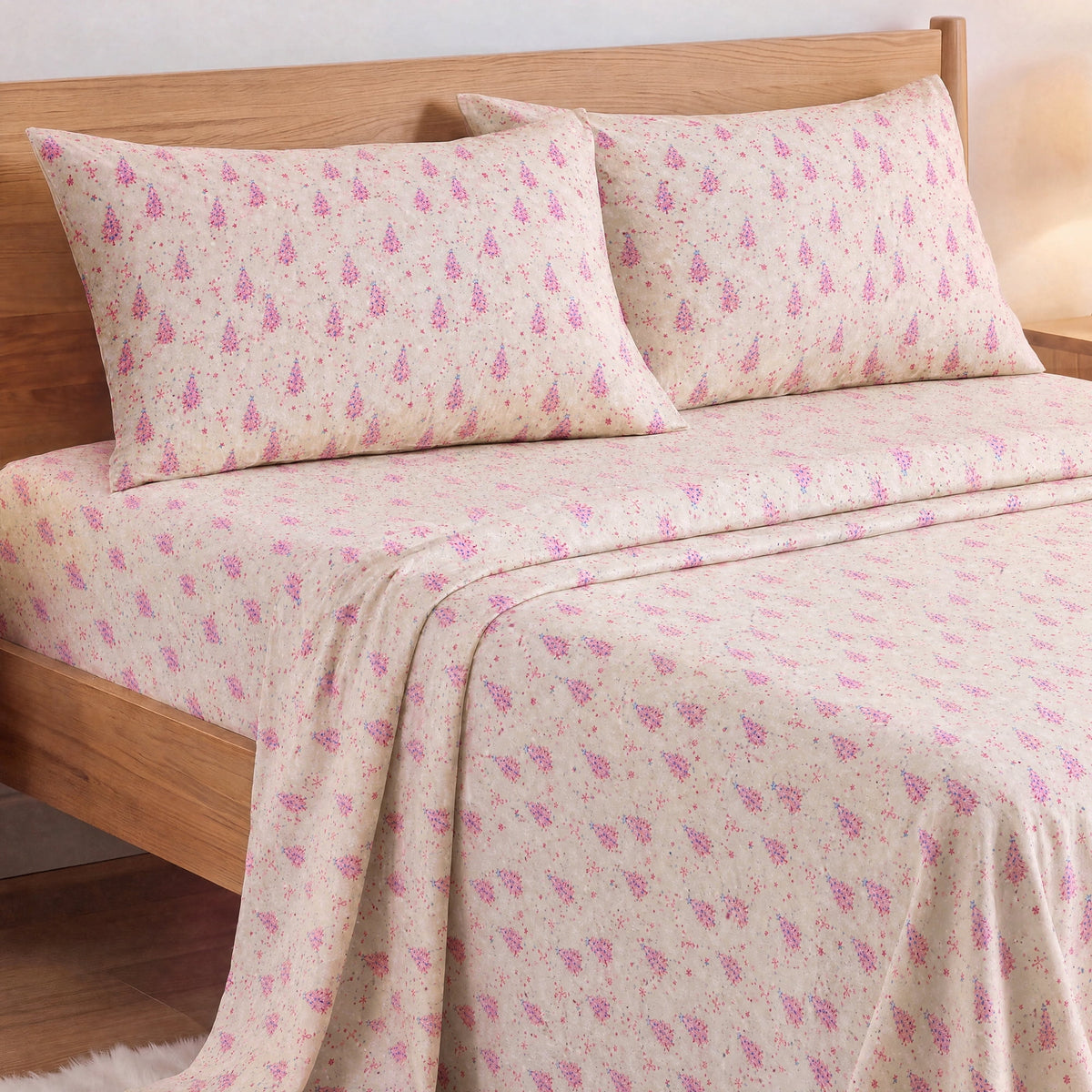 Cotton Flannel Sheet Set, 100% Cotton Bed Sheets Set with Deep Pocket