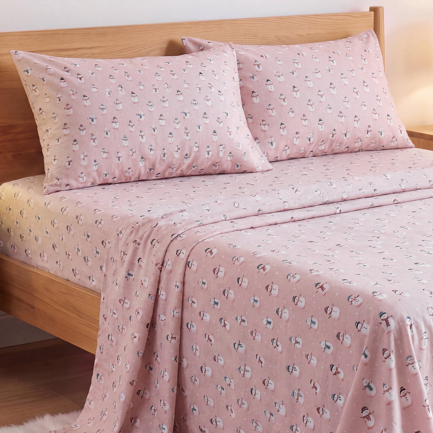 Cotton Flannel Sheet Set, 100% Cotton Bed Sheets Set with Deep Pocket