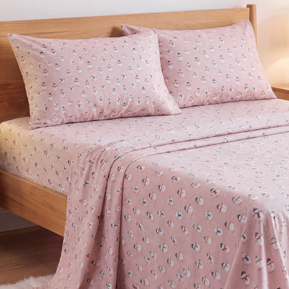 Cotton Flannel Sheet Set, 100% Cotton Bed Sheets Set with Deep Pocket