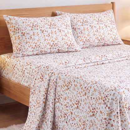 Cotton Flannel Sheet Set, 100% Cotton Bed Sheets Set with Deep Pocket
