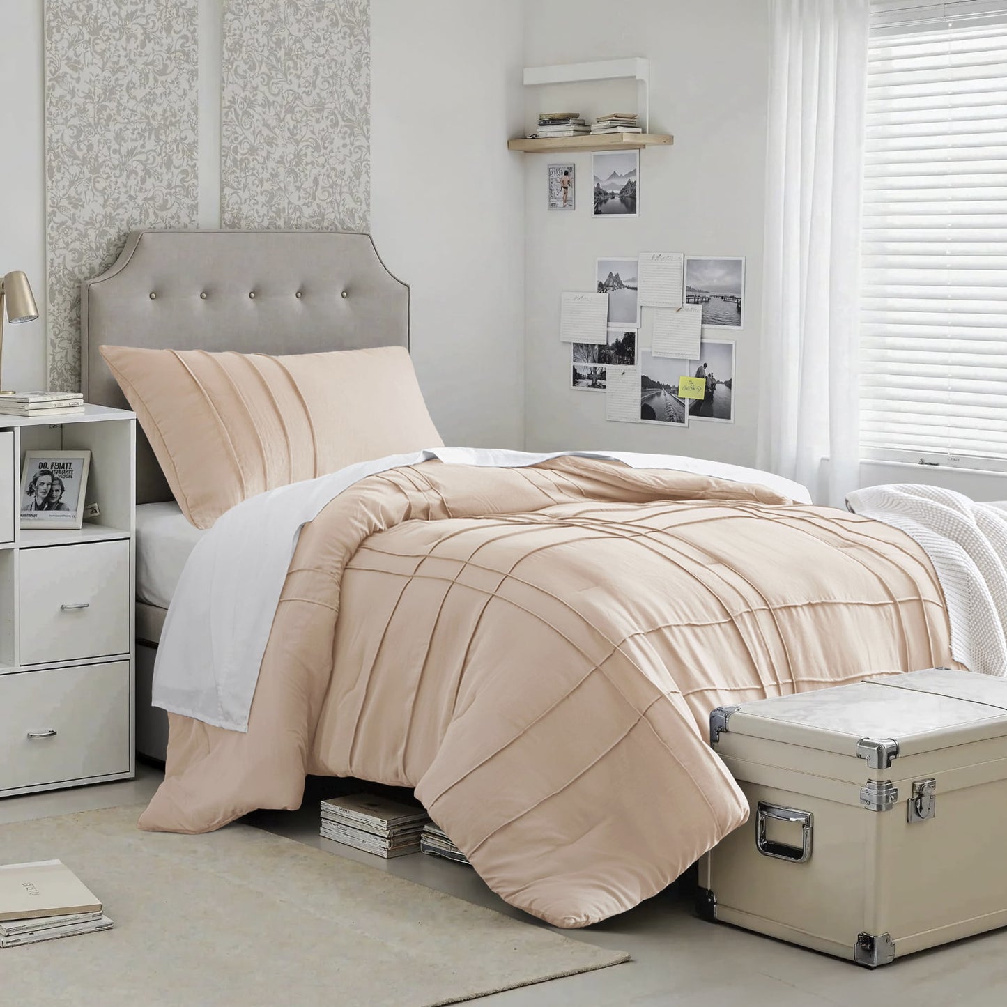 Soft Washed Pleated Comforter Set