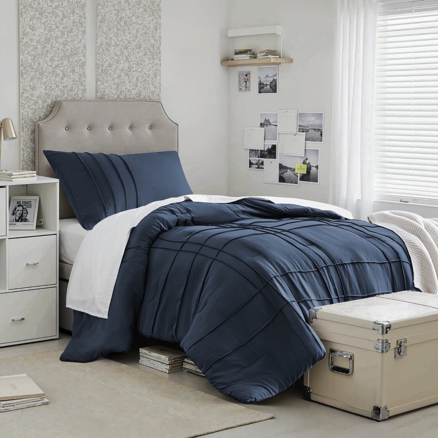 Soft Washed Pleated Comforter Set