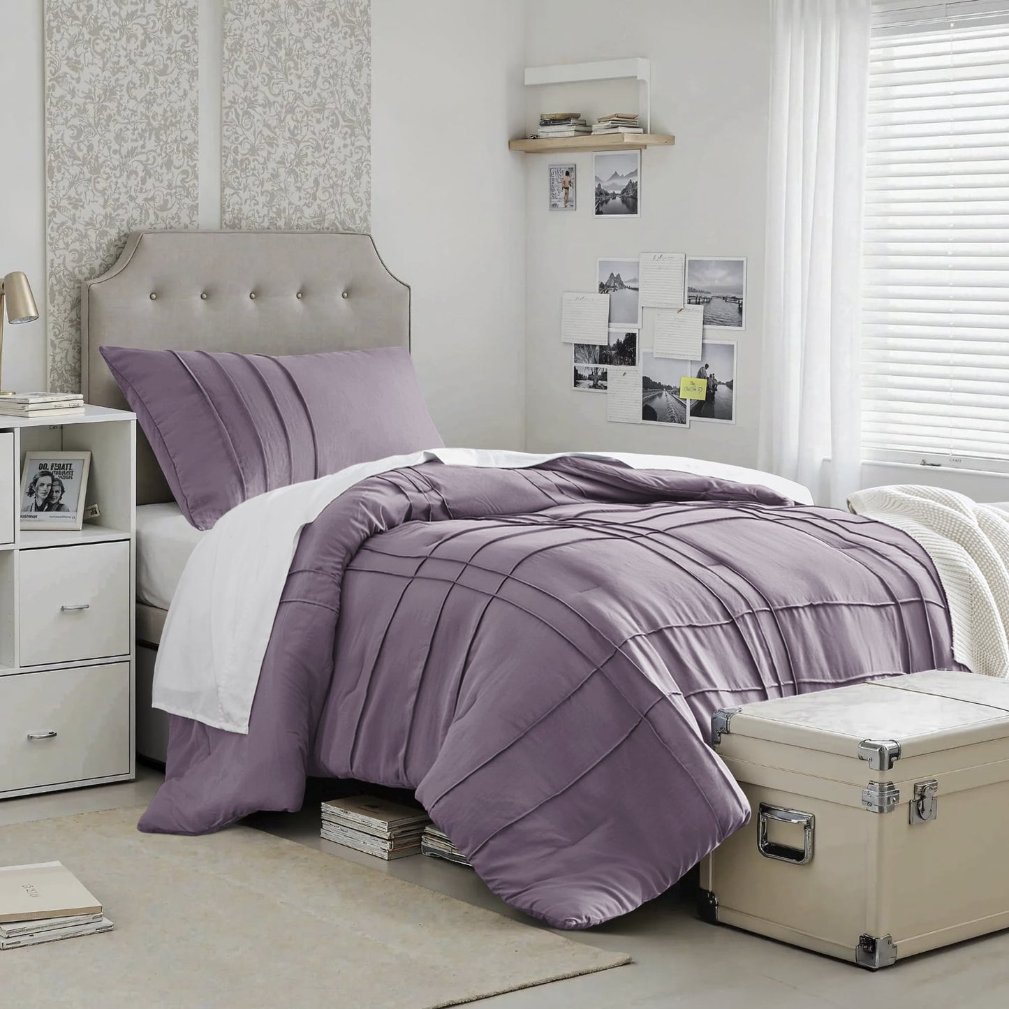 Soft Washed Pleated Comforter Set