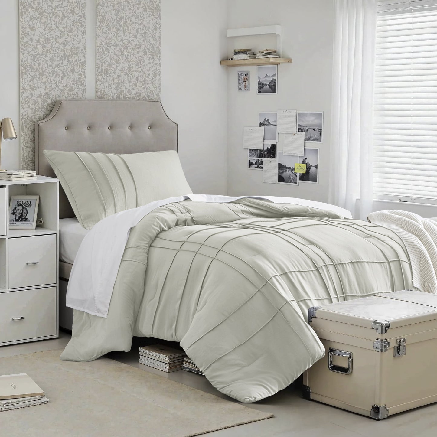 Soft Washed Pleated Comforter Set