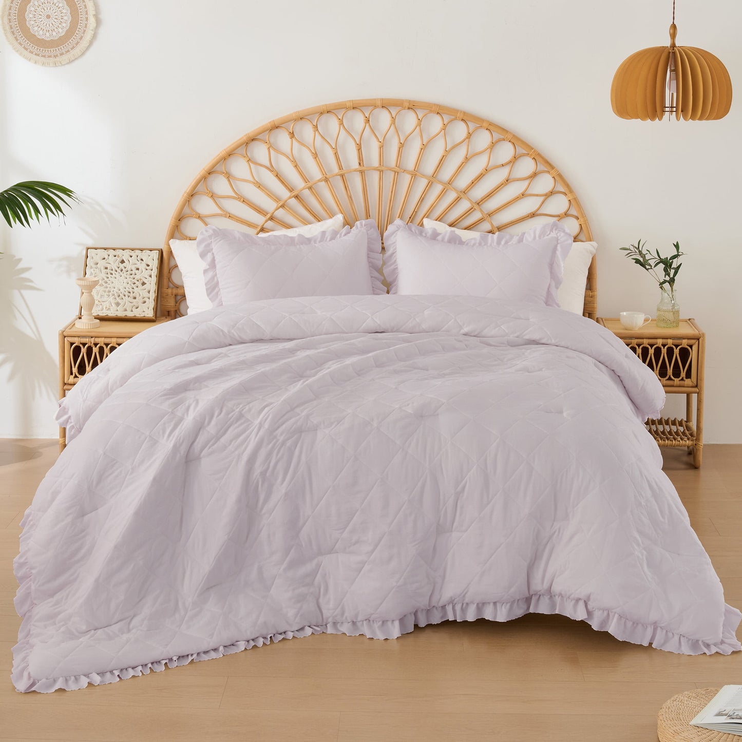Diamond Quilted Ruffle Comforters Solid Bedding Comforters Sets