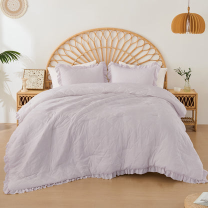 Diamond Quilted Ruffle Comforters Solid Bedding Comforters Sets