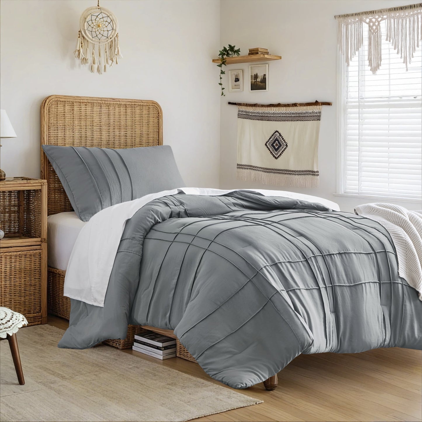 Soft Washed Pleated Duvet Cover Set