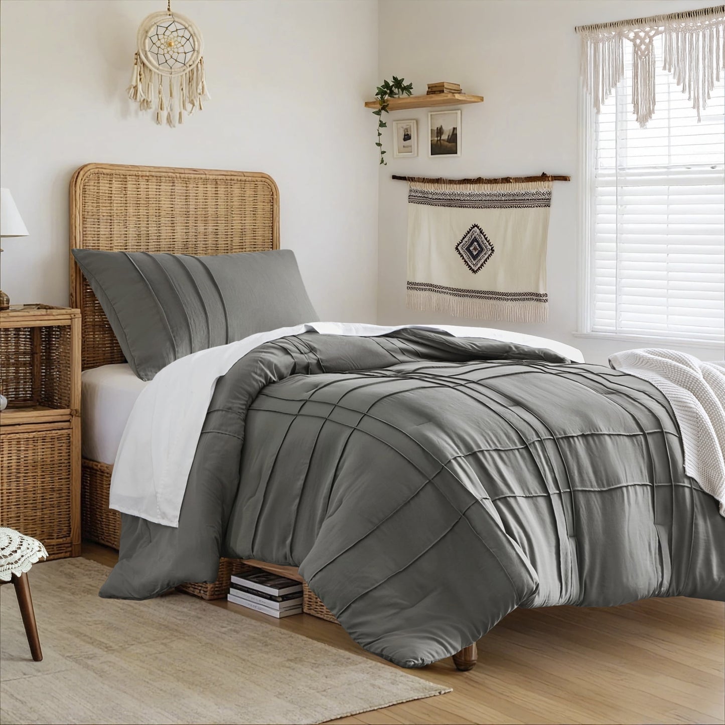 Soft Washed Pleated Duvet Cover Set