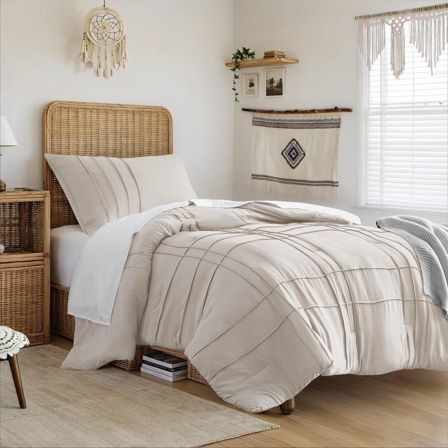 Soft Washed Pleated Duvet Cover Set