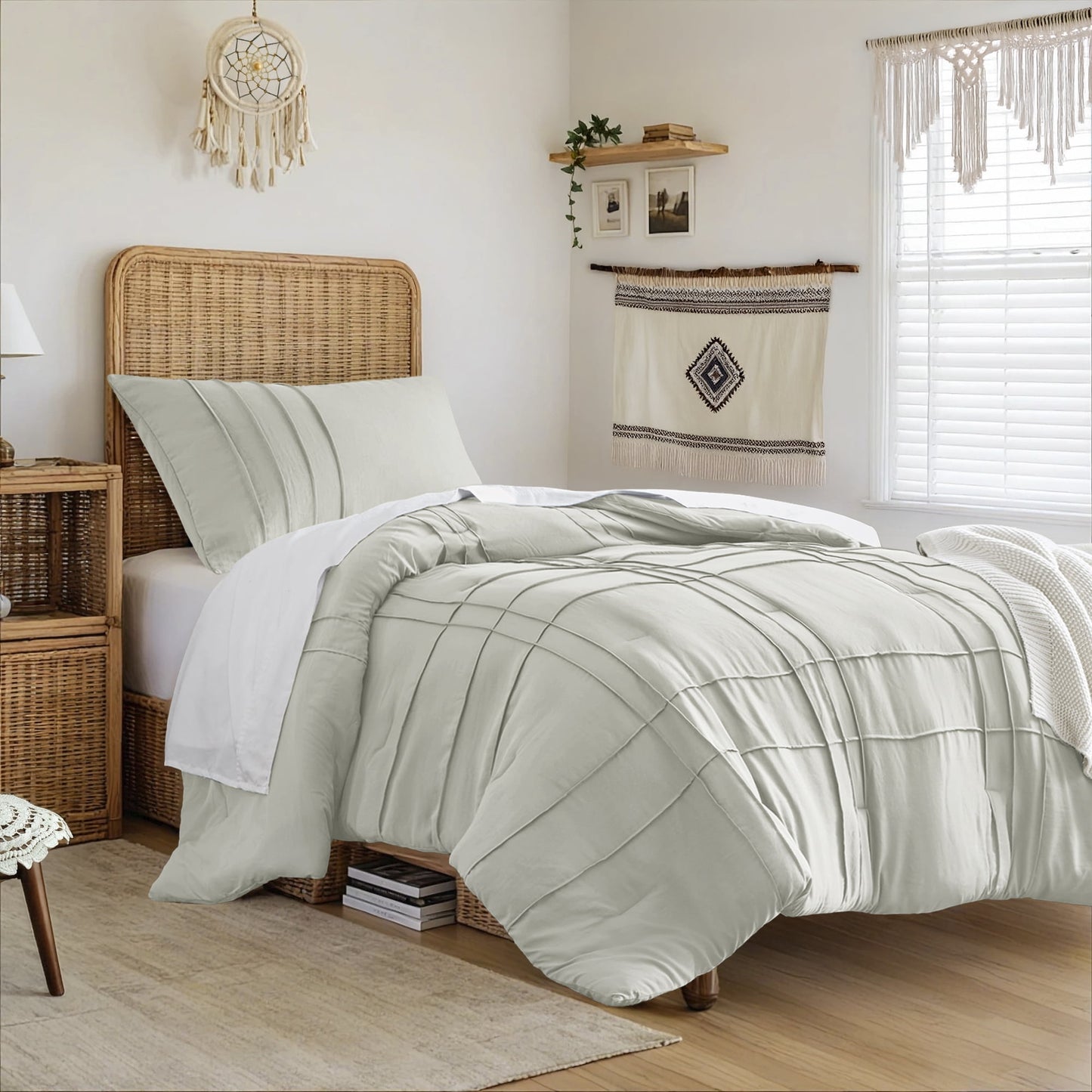 Soft Washed Pleated Duvet Cover Set