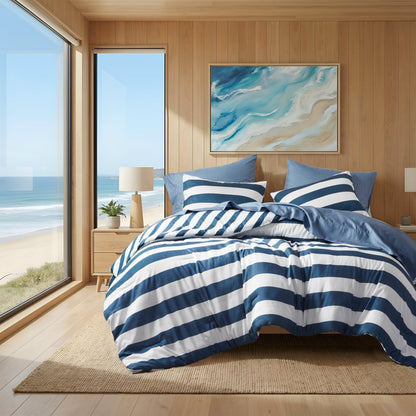 Textured Stripe Print Comforter Mini Set