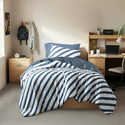Textured Stripe Print Bedding Comforter Set