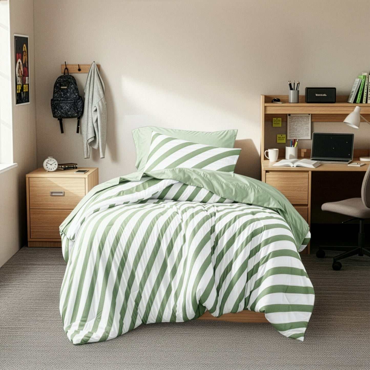 Textured Stripe Print Bedding Comforter Set