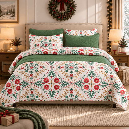 Camille Solid 2-in-1 All Season Bundle Set Comforter Set with Quilted Bedspread and Shams