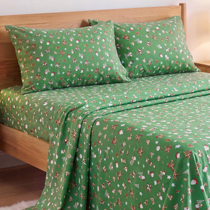 Cotton Flannel Sheet Set, 100% Cotton Bed Sheets Set with Deep Pocket