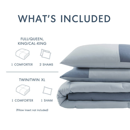 Soft Washed Color Block Comforter Set Bedding Set