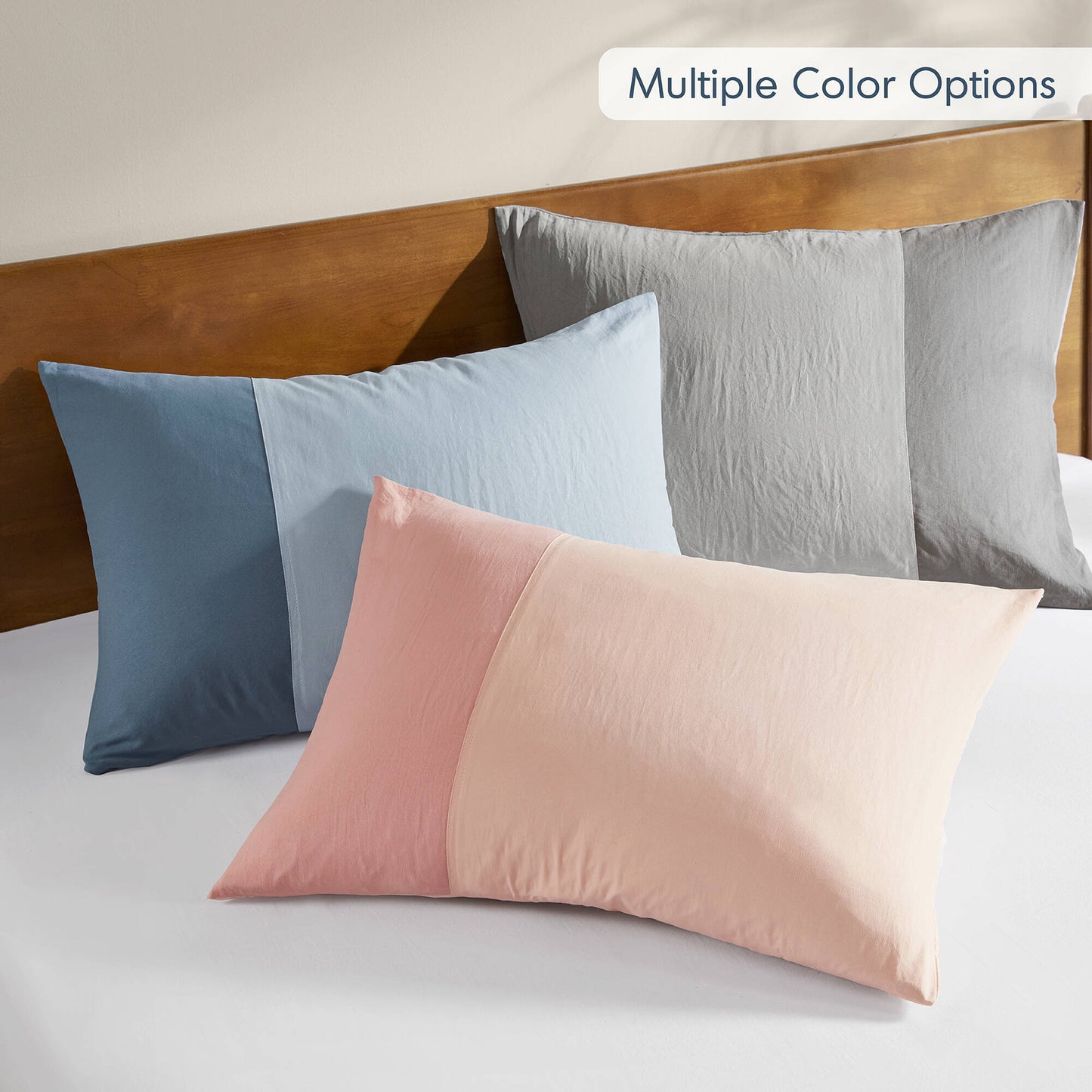 Soft Washed Color Block Comforter Set Bedding Set