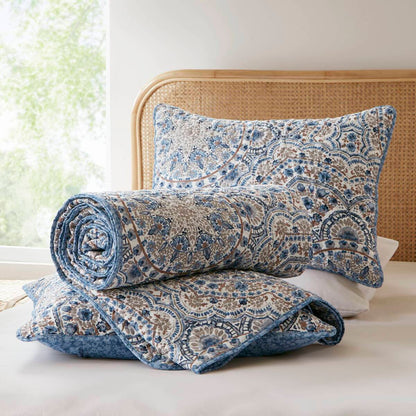Floral Boho Quilt Set, Reversible Bedding Set