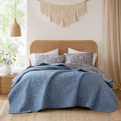 Floral Boho Quilt Set, Reversible Bedding Set