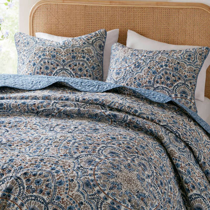 Floral Boho Quilt Set, Reversible Bedding Set