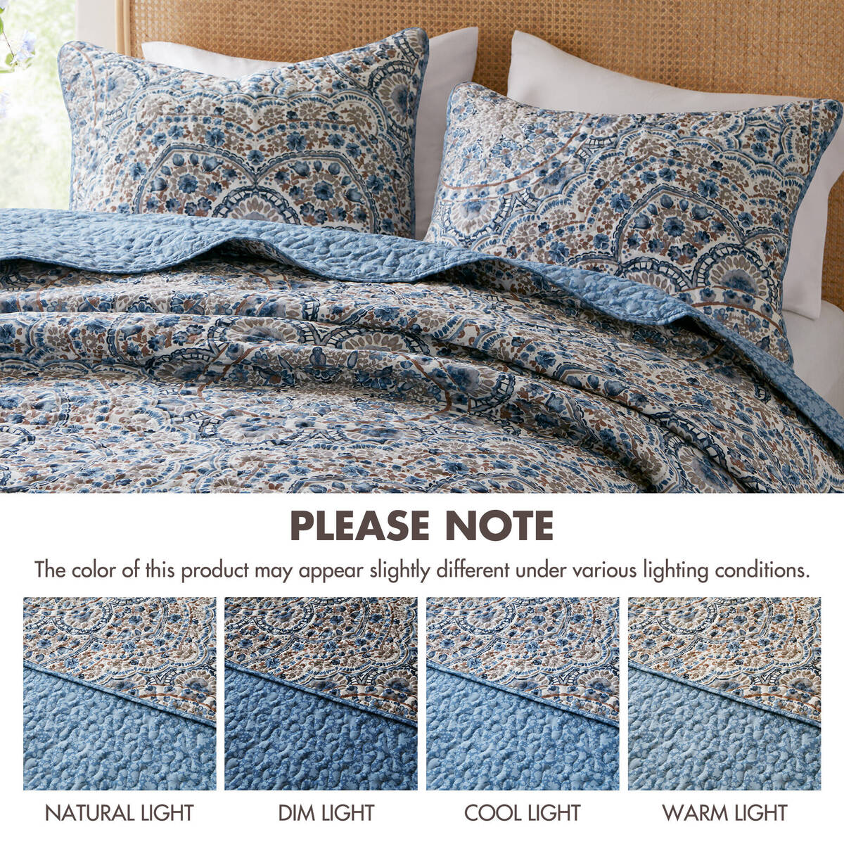 Floral Boho Quilt Set, Reversible Bedding Set