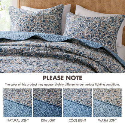 Floral Boho Quilt Set, Reversible Bedding Set