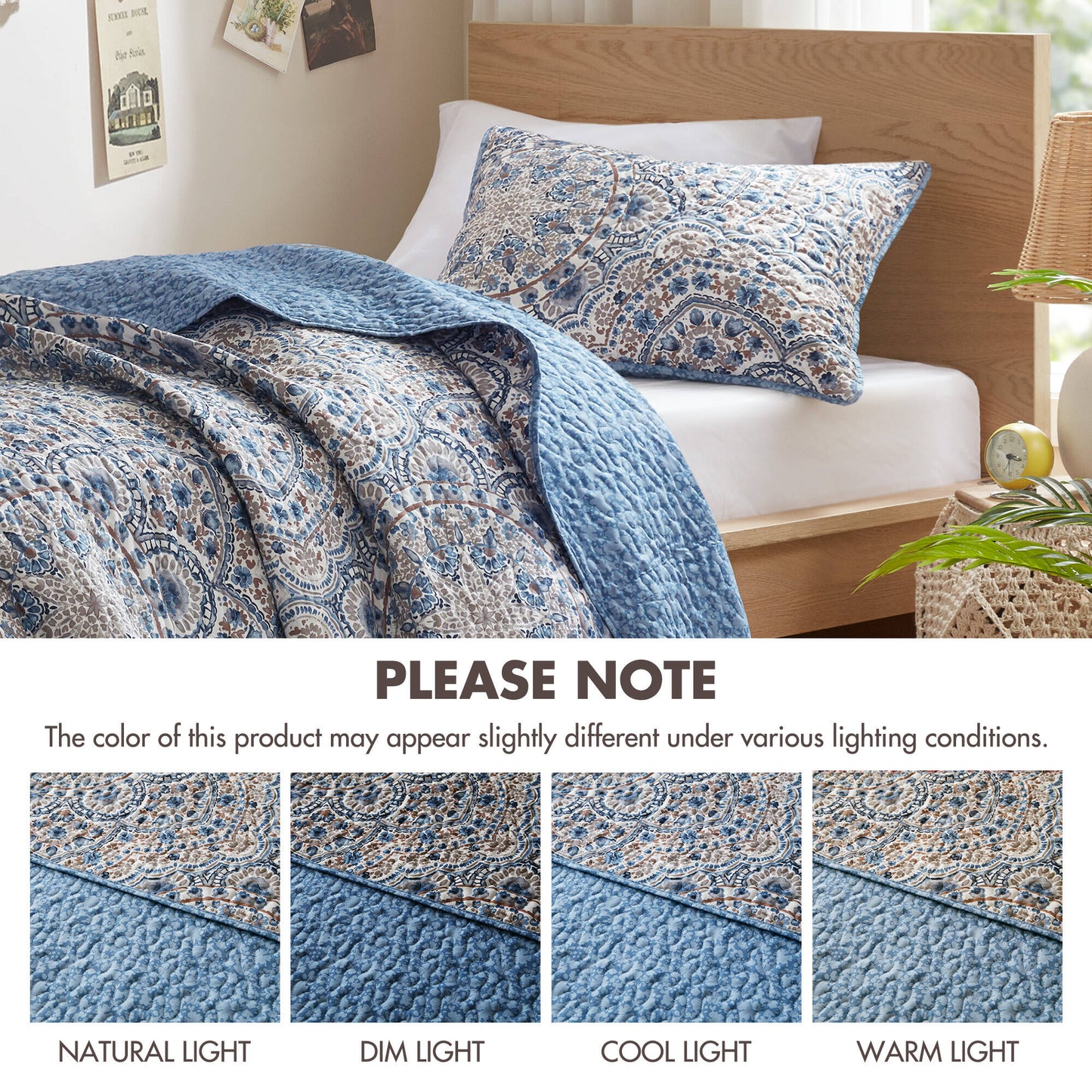Floral Boho Quilt Set, Reversible Bedding Set