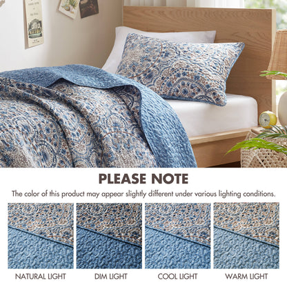 Floral Boho Quilt Set, Reversible Bedding Set