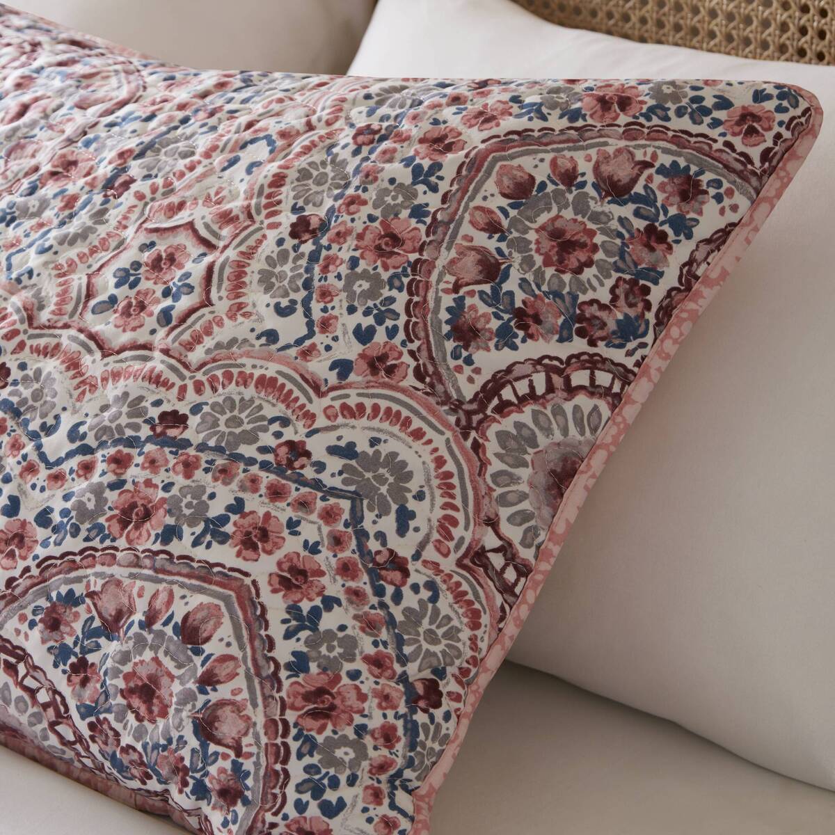 Floral Boho Quilt Set, Reversible Bedding Set