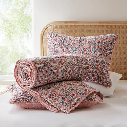 Floral Boho Quilt Set, Reversible Bedding Set
