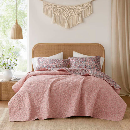 Floral Boho Quilt Set, Reversible Bedding Set
