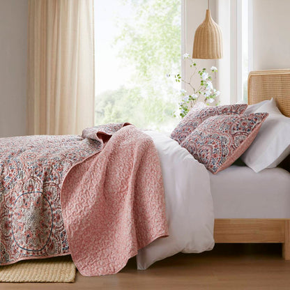 Floral Boho Quilt Set, Reversible Bedding Set