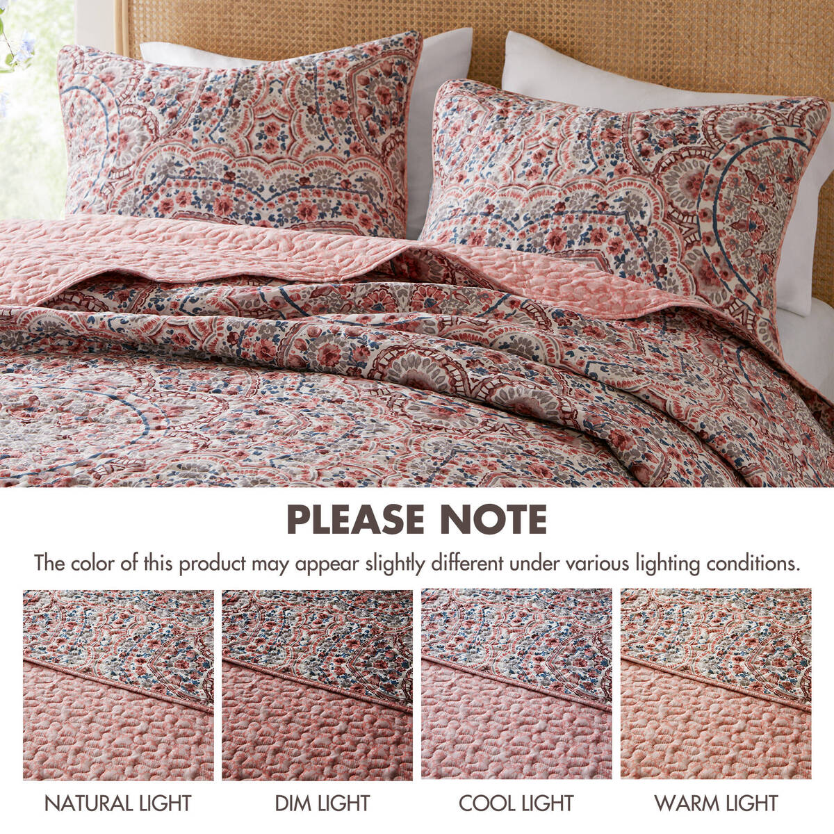 Floral Boho Quilt Set, Reversible Bedding Set