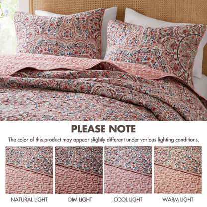 Floral Boho Quilt Set, Reversible Bedding Set