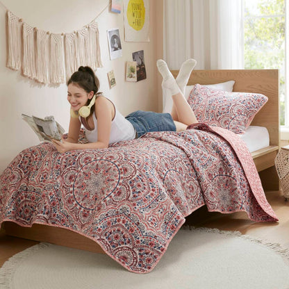 Floral Boho Quilt Set, Reversible Bedding Set