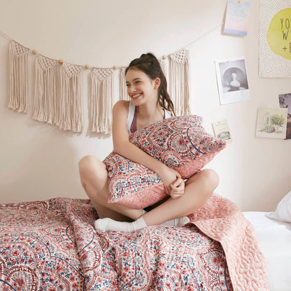 Floral Boho Quilt Set, Reversible Bedding Set