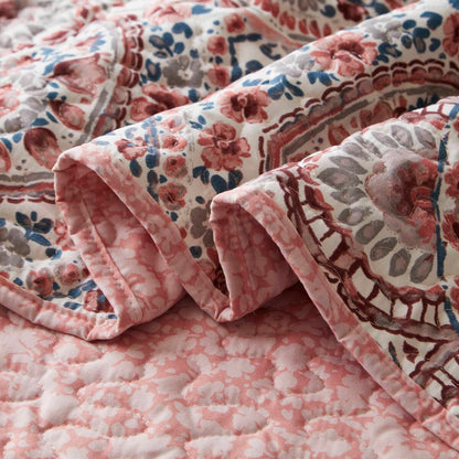 Floral Boho Quilt Set, Reversible Bedding Set